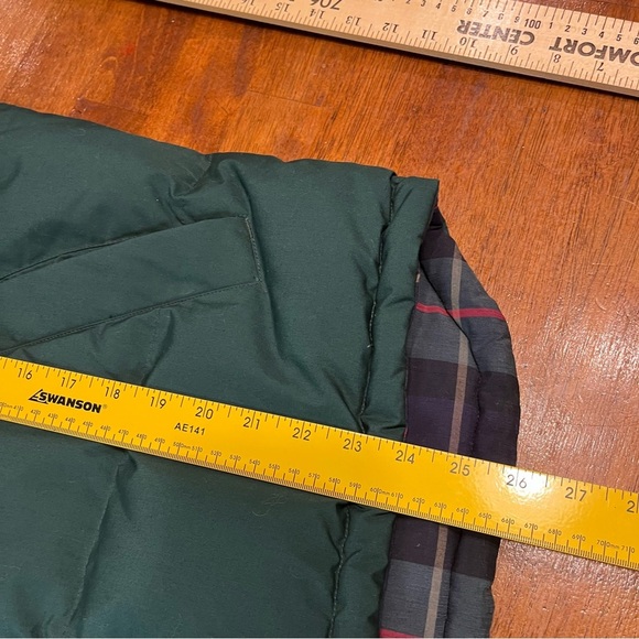 Eddie Bauer Men’s goose down puffer bomber best hunter green plaid size medium - Picture 2 of 10